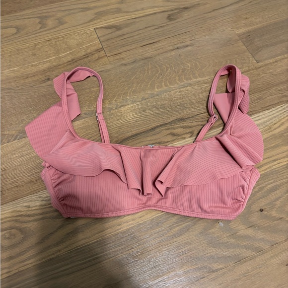 Xhilaration Juniors Ruffle Triangle Pink Bikini Top Size Medium- Mauve - Picture 2 of 4